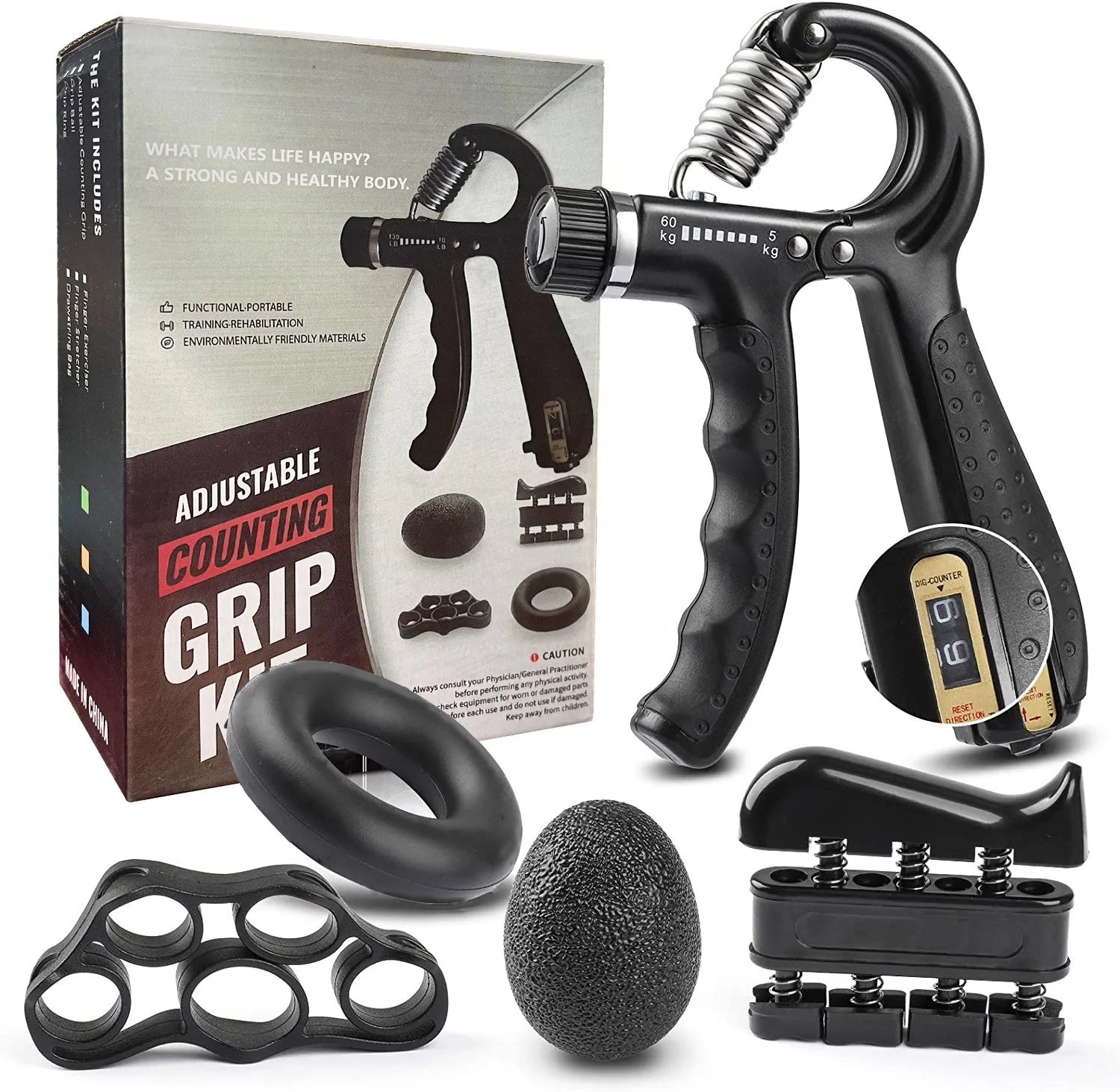 Factory Direct Customized Adjustable Grip Strength Device Portable Mechanical Counter 5-60Kg