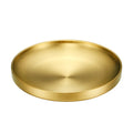 Thick Gold Matte Double Wall Serving Tray Round Korea Style 304 Stainless Steel Plates and Dishes Eco Friendly 17/19/21/ 23cm