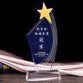 Gold Star Blue Crystal Glass Trophy MH-NJ0101