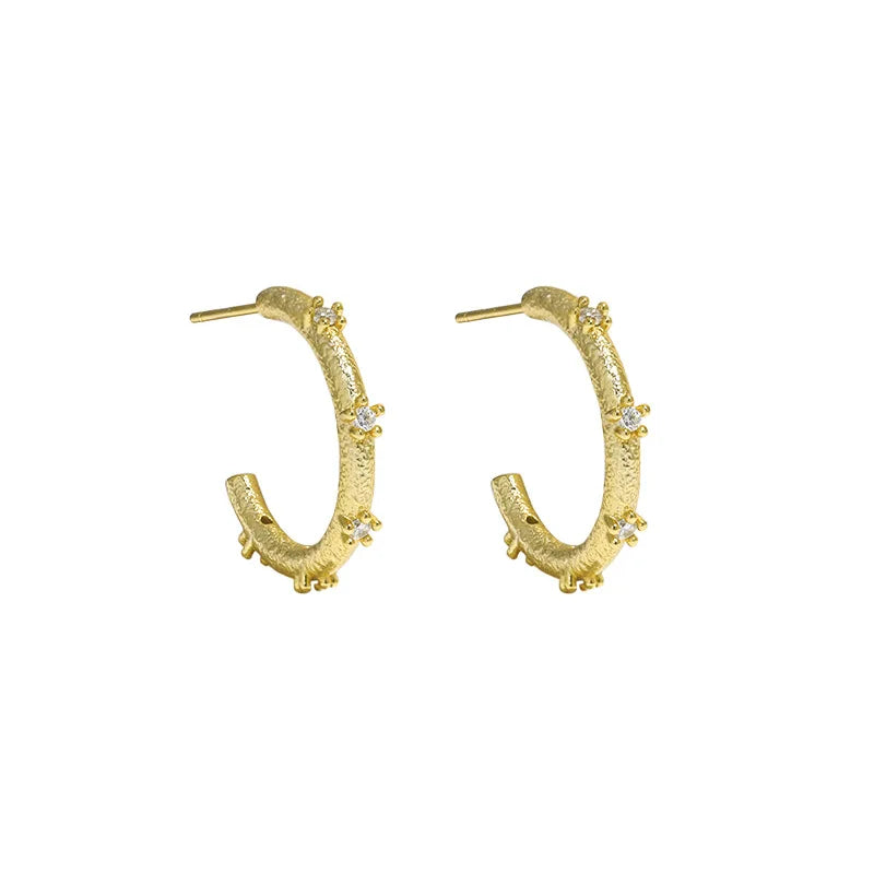 Minimalist Cc Shappe Earrings 925 Sterling Silver 18k Gold Plated Chunky Earrings for Women