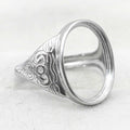 Sterling Silver 13*18mm Semi Mount Men's Ring Frame Empty Blank Bar Bezel Setting S925 Base Without Center Stone for DIY Inlay