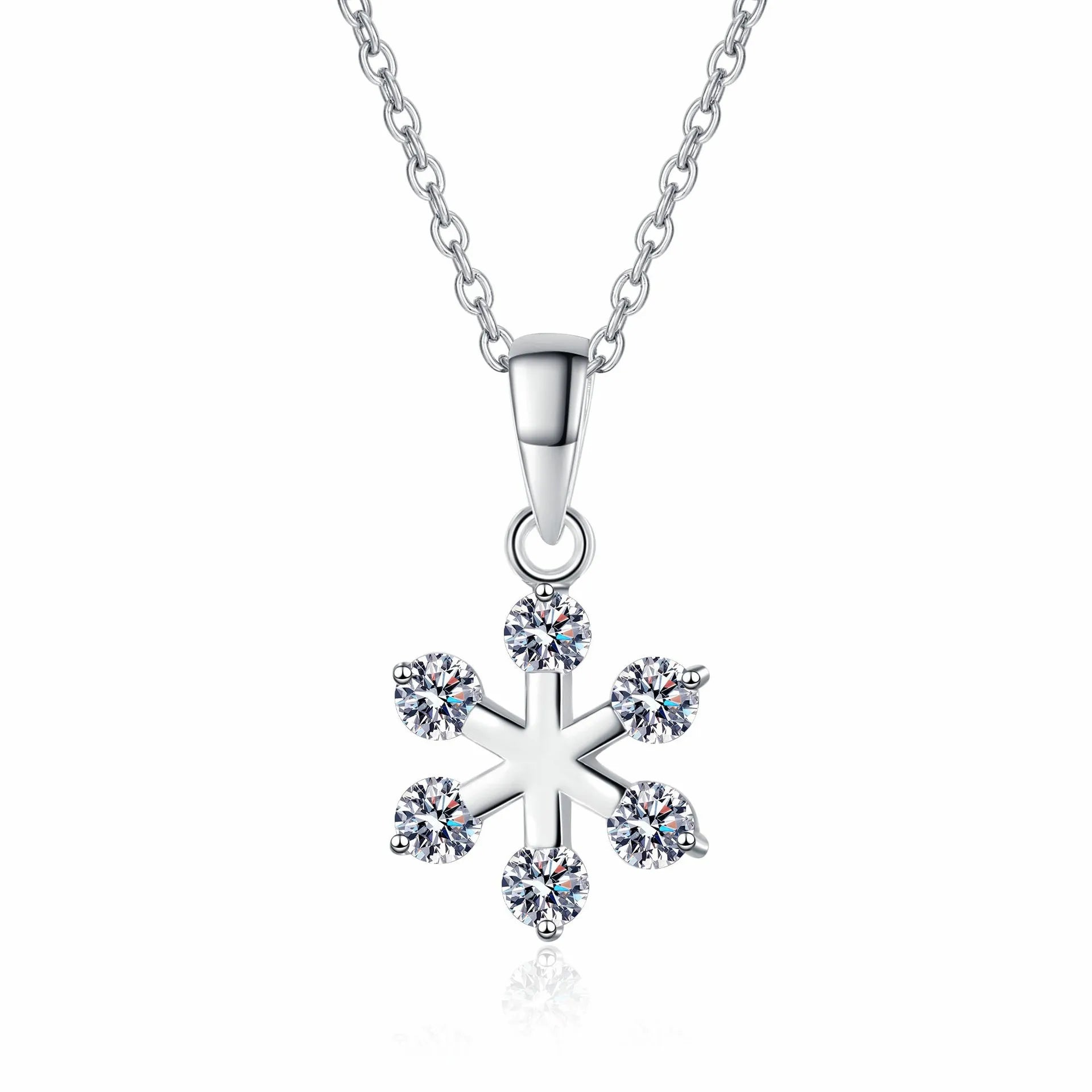 Snowflake Design With Tiny Sparkling Moissanite Waterproof Nickel Free 925 Sterling Silver Luxury Moissanite Pendant Necklace