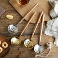 Wooden Handle Anti-hot Stainless Steel Soup Ladle Soup Slotted Spoon Kitchen Hot Pot Spoon