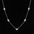 Starsgem Diamond  Jewelry 14K White Gold 3mm Colorless DEF Lab Diamond Gemstone Necklace for Woman