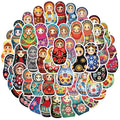 50PCS Not Repeat Colorful Funny Traditional Doll Russia Souvenir Decal Russian Matryoshka Sticker
