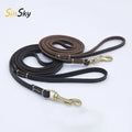 SinSky New Arrive Leather Luxury Pet Product Leather Dog Collars Leashes Genuine Leather Braided Pet Dog Leash