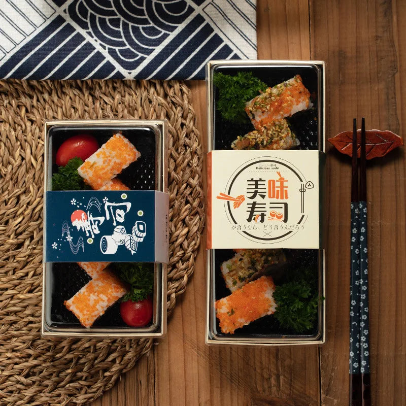 Disposable Eco Custom Cardboard Box Takeaway Food Boxes Wooden Sushi Food Packaging Box With Clear Lid