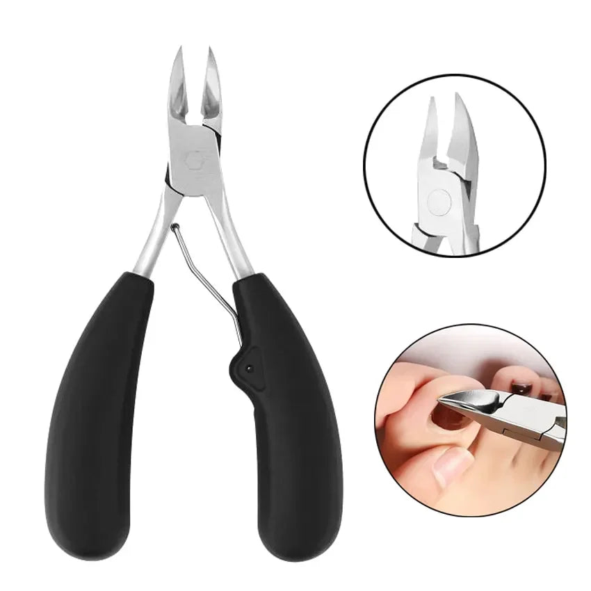German Black Stainless Steel Curved Blade Nail Nipper for Finger Nail Cutting Professional Manicure Tool