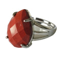 Natural Red Jasper Gemstone Rings for Women Girls Fashion Silver Plated Adjustable Finger Crystal Rings
