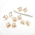 Multi Shape 14K Gold Plated Inlaid Zircon Moon Star Flower Fishtail Shape Stud Earring
