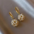 Yellow Jewellery Fashion Korean Cute Flower Brand Small Hoop Gold and Silver Hoop Pearl Jewelry Earrings for Women