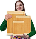 Wholesale Kitchen Eco-friendly Bamboo 3 Pcs Cutting Board Wood Chopping Board with Deep Guice Grove