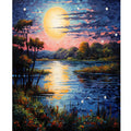 DIY Diamond Painting Kits Handmade 30x40cm Embroidery Scenery Moon Night Lake Cross Embroidery for Home Decor Landscape Subject