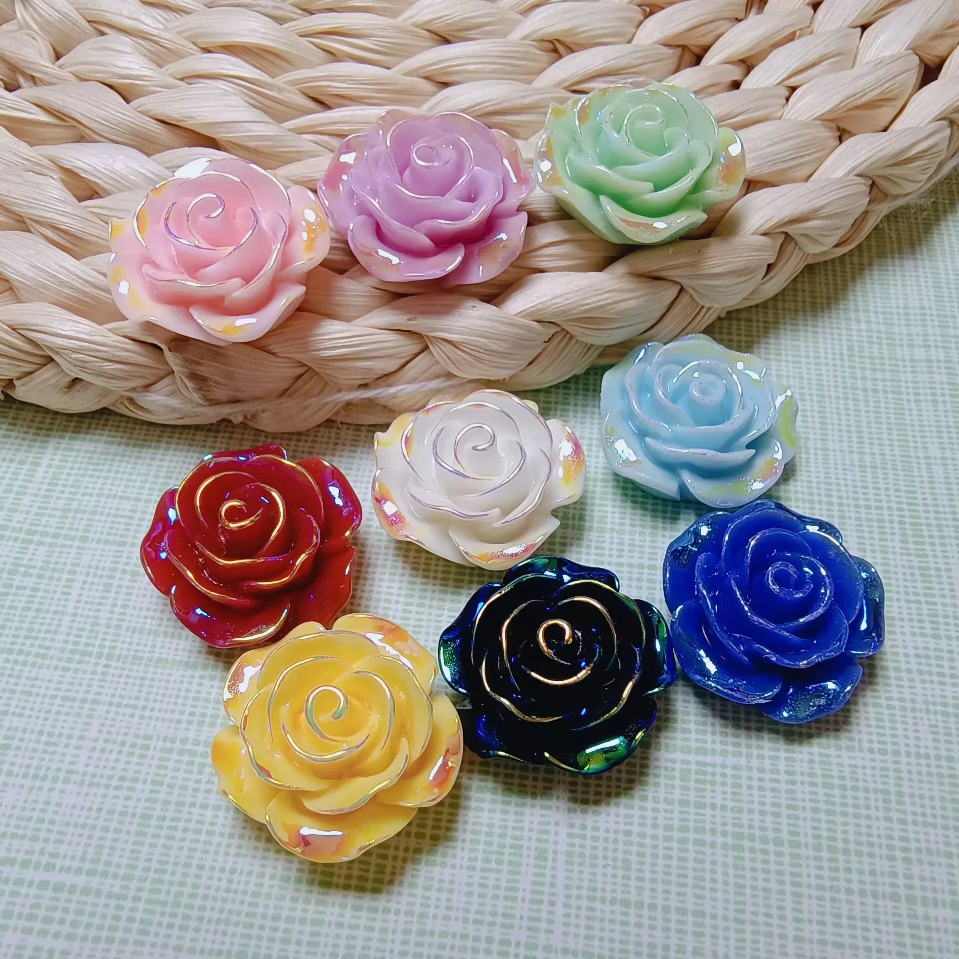 Bulk 100Pcs Glow in Dark Rose Flower Cabochons 20MM Luminous Rose Floral Flatback Beads  Embellishment for Scrapbook Decor