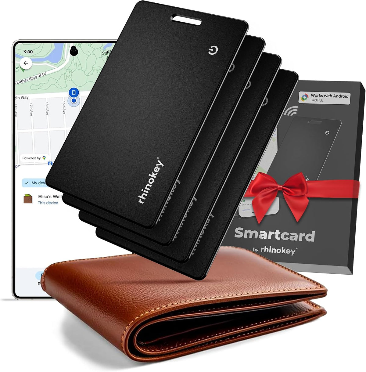 Rhinokey Wallet Tracker Card – Google Find Hub Compatible, IP68 Waterproof MegaBDM