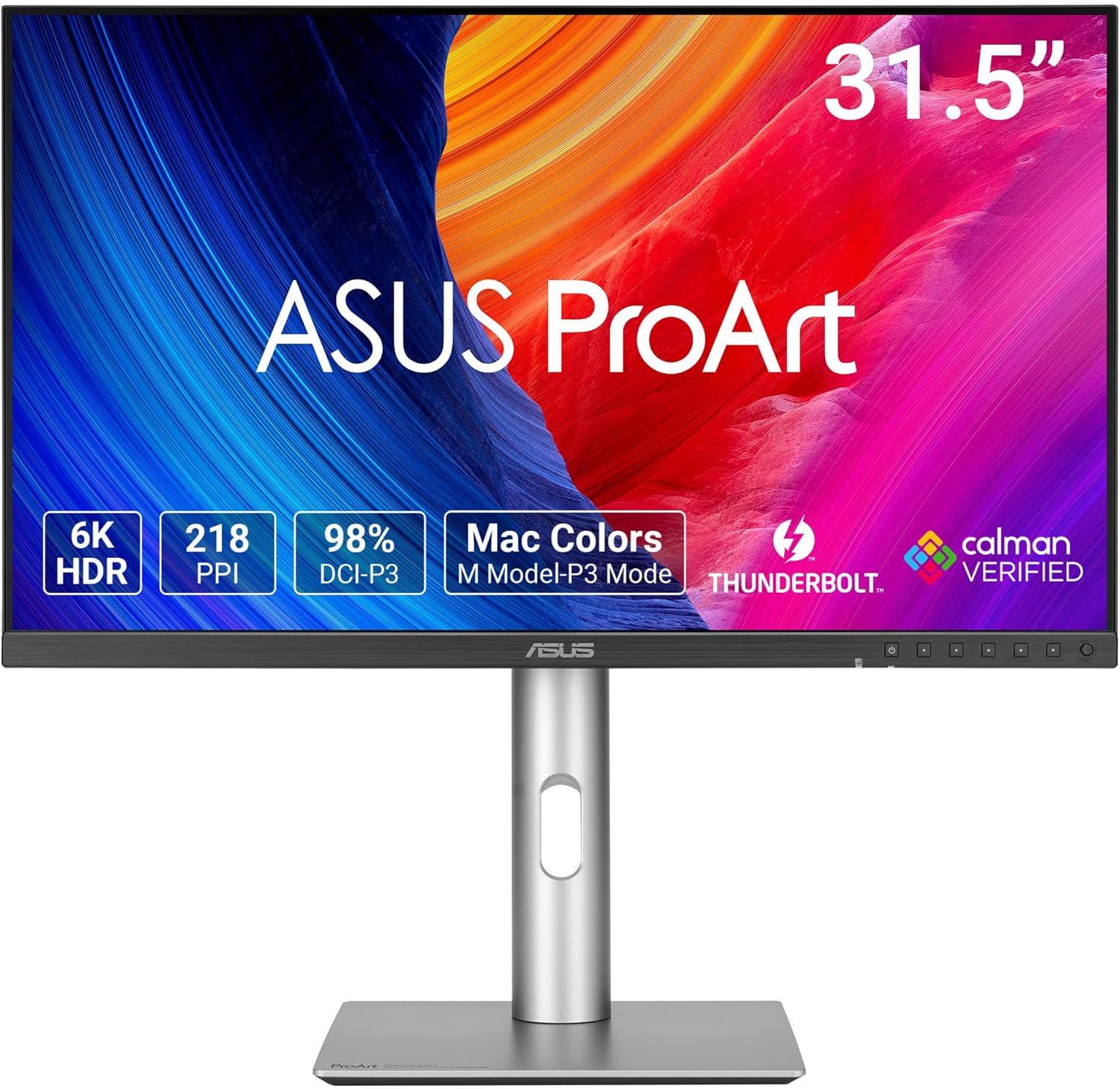 ASUS ProArt Display 32" 6K Professional Monitor (PA32QCV) — IPS, 6K, 98% DCI-P3, LuxPixel, Thunderbolt 4, DisplayHDR600, 3yr Warranty