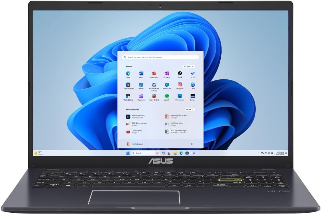 ASUS Vivobook Go 15.6" Slim Laptop, Intel Dual Core N4500, 4GB RAM, 128GB SSD, Win 11, Star Black (L510KA-ES04)