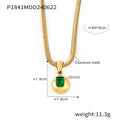 Zircon Titanium Steel Gold Plated Geometric Necklace - P1841-Golden May Green Zirconium MegaBDM
