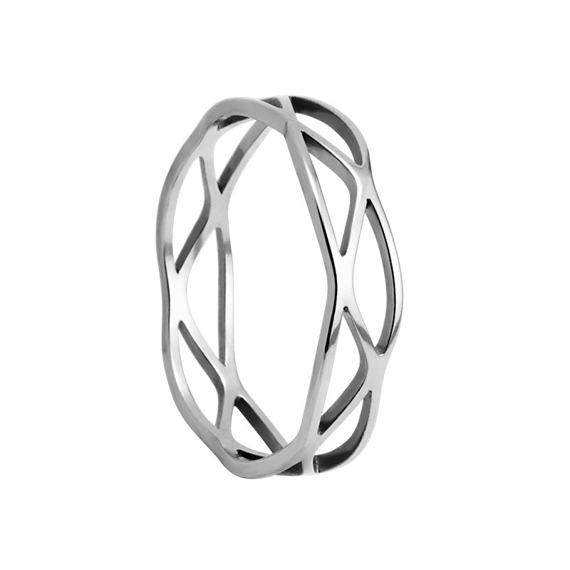 Women's & Men's Simple Cutting Titanium Steel Hollow Cross Ring - Silver / No. 6 MegaBDM