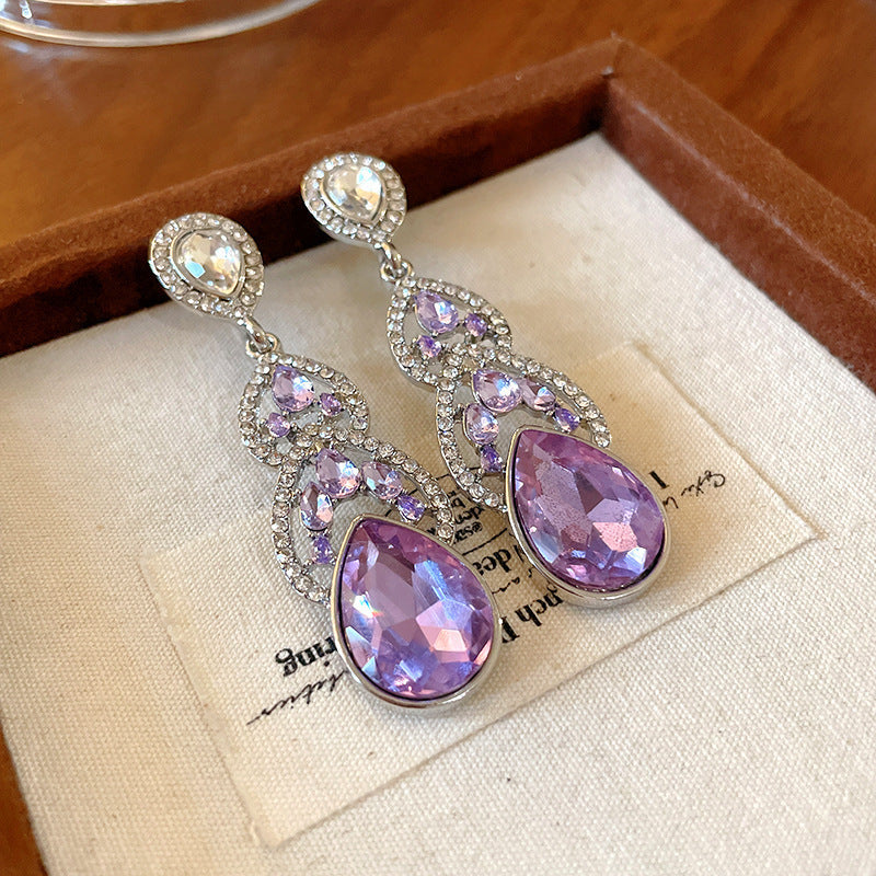 Zircon Butterfly Water Drop Ear Female Rings - 47# Silver Needle-Silver-Water Drop MegaBDM