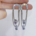 Design High-grade Sense Lady Refined Wild Rings - Silver Shiny Diamond Tassel Stud Earrings MegaBDM