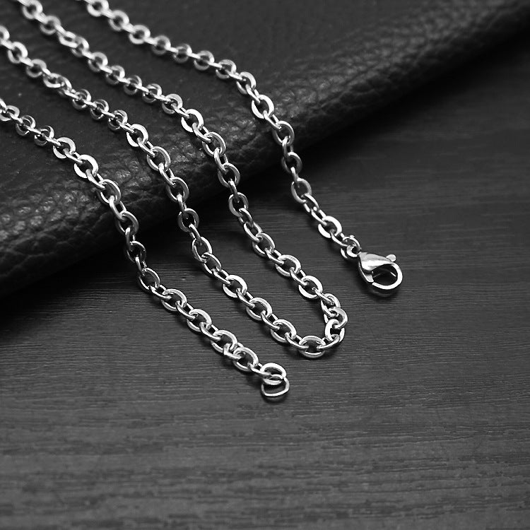 O-shaped Hammer Cross Chain Single Couple Necklaces - Steel Color / 0.4 (Width 1.6mm and Length 45M) MegaBDM
