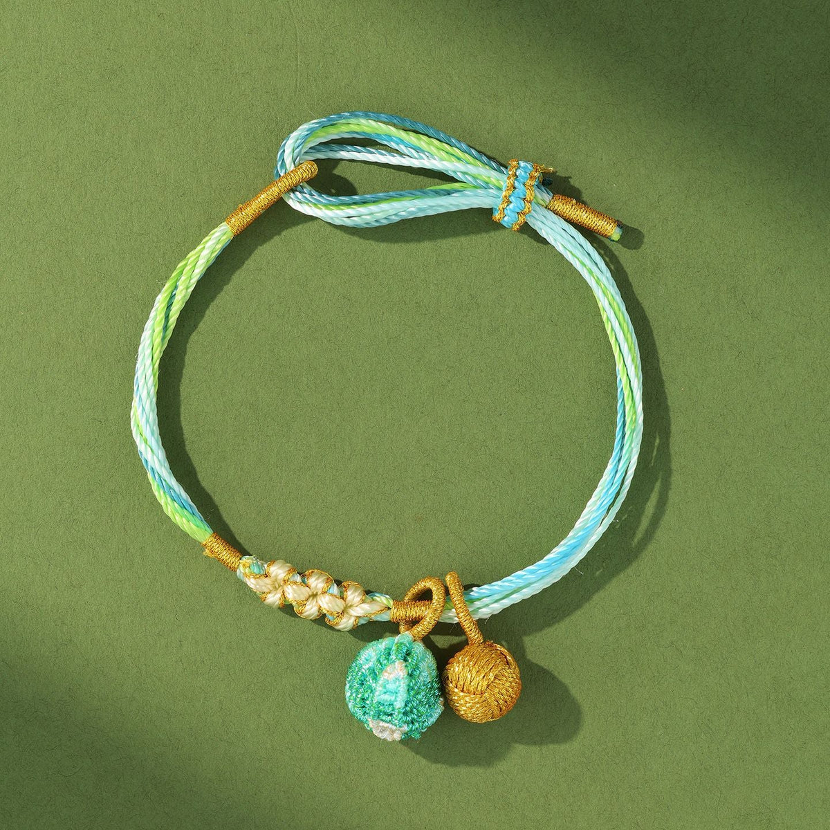 Festival Colorful Rope Ethnic Style Hand-woven Adult Small Sachet Carrying Bracelet - Peach blossom knot hydrangea zongzi [green] MegaBDM