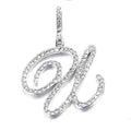 Women's & Men's Micro Inlaid Zircon Grass English Letter Pendants - U (Including Chain) Silver MegaBDM