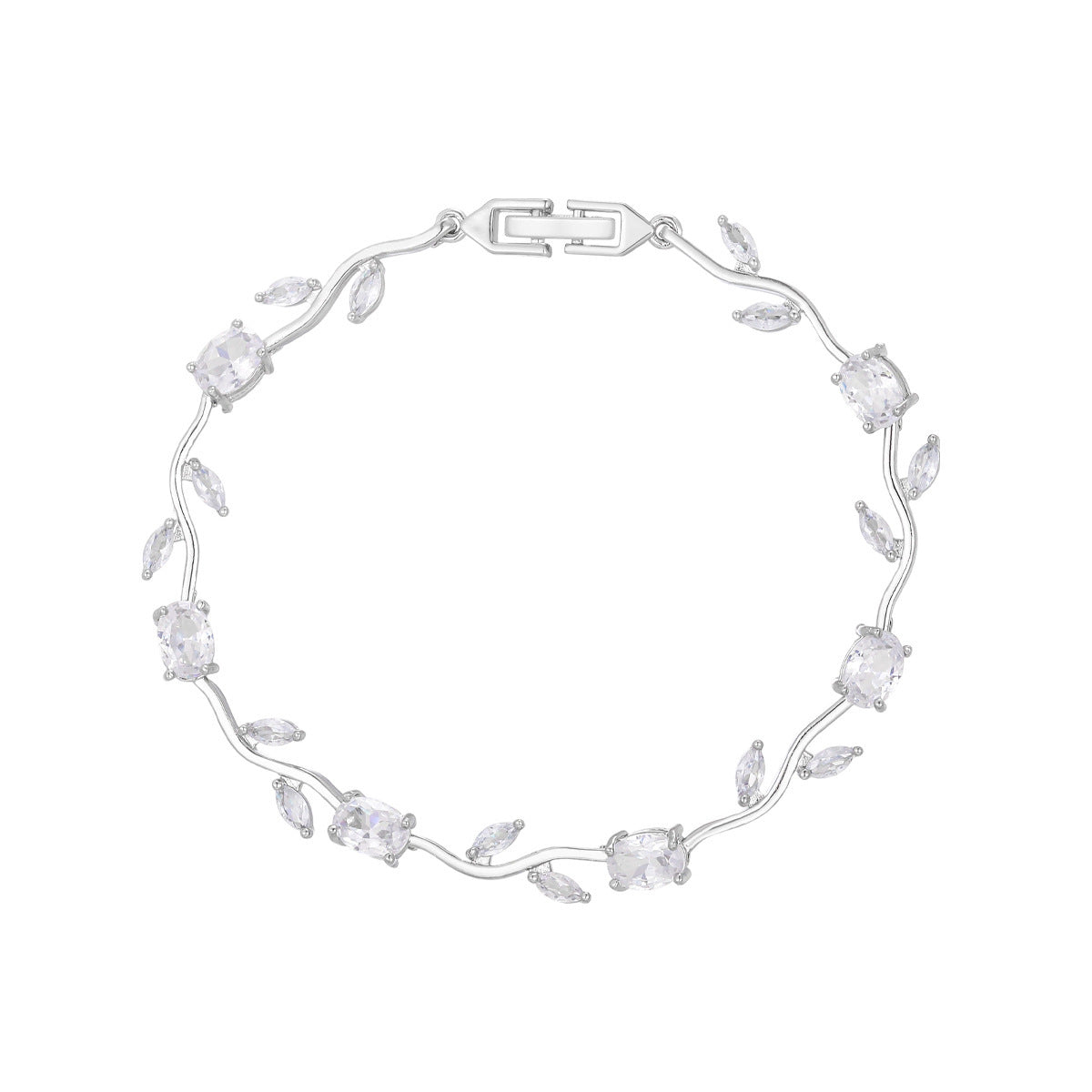 Luxury Style Quality Light Full Diamond Bracelet - Silver, White MegaBDM