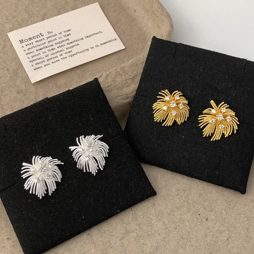 Simple Light Luxury High-grade Micro Inlaid Zircon Fireworks Ear Elegant Earrings MegaBDM