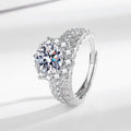 Eight Hearts Arrows Zircon Imitation Moissanite Female Male Six Claw Ring - [2 Karat] Jz358 / Adjustable Opening MegaBDM
