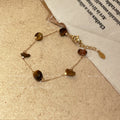 Women's High-grade Pearl Chinese Ancient Style Obsidian Beaded Bracelet - S818 Brown C MegaBDM