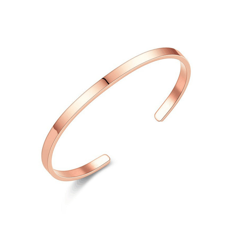 Charming Steel Open-end Stainless Shaped Lettering Bracelets - 4mm Rose Gold MegaBDM