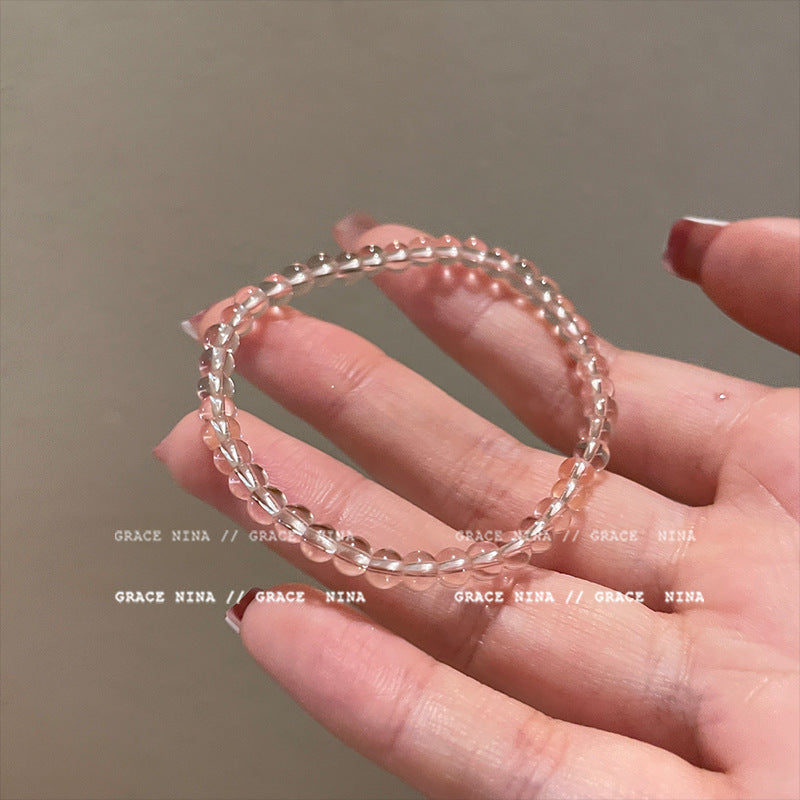 Women's Sweet Bubble Pink Ice Transparent Beaded Bracelet - 4mm Beaded Bracelet MegaBDM