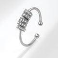Hot Color Rotating Beads Decompression Female Open Rings - White Gold Color (White Diamond) / Adjustable Opening MegaBDM