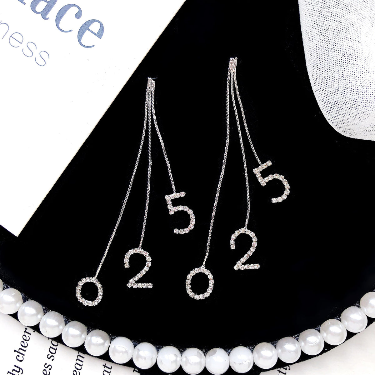 Diamond Butterfly Flower Pearl Graceful Fashionable Long Earrings - E1522-1 MegaBDM