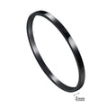 Women's & Men's Glossy Titanium Steel Couples Openings Stainless Simple Bracelets - 4mm Wide Black MegaBDM