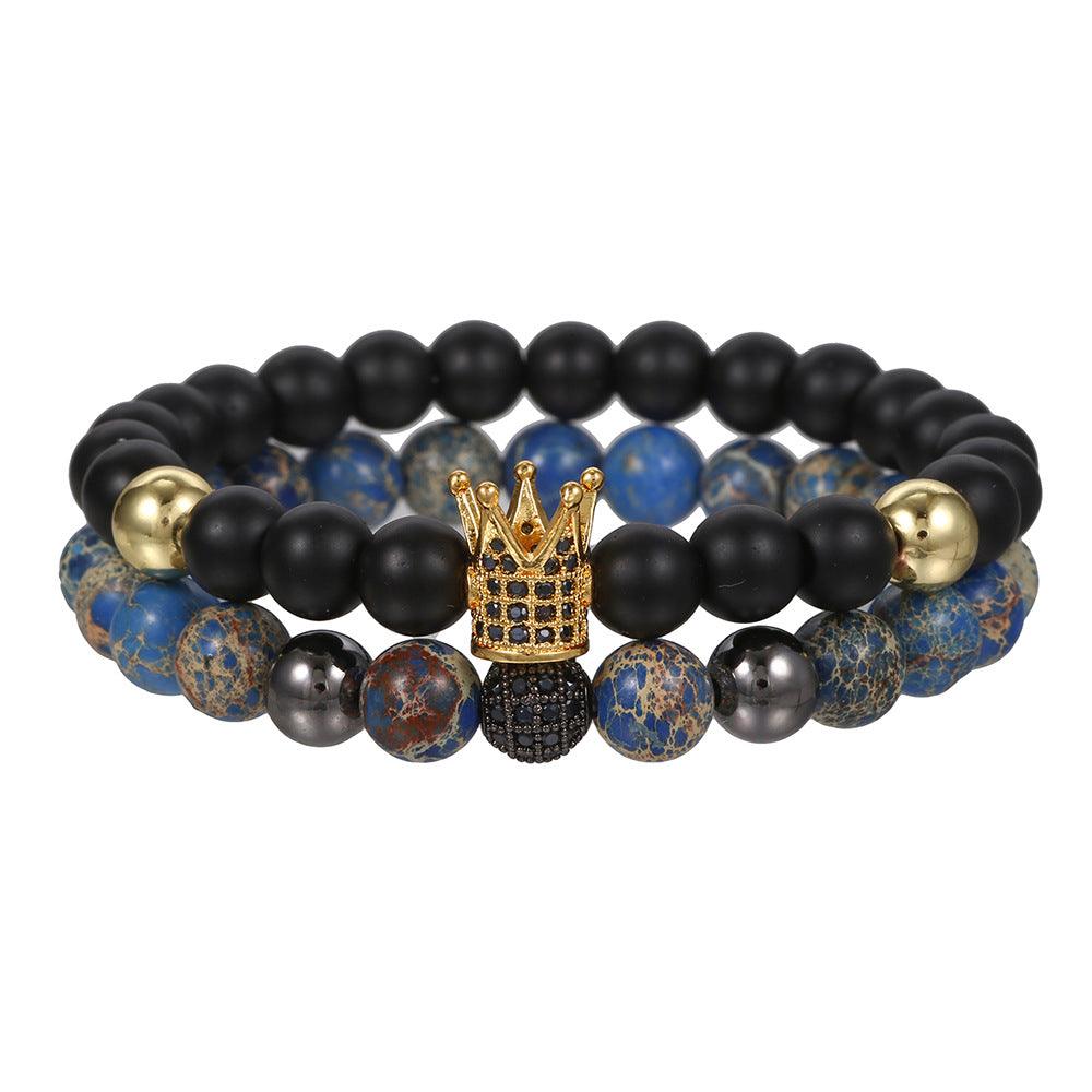 Men's Haematite Cross Beaded White Volcanic Stone Bracelets - ZJ9976 MegaBDM