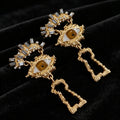 Tigereye Series Female Exquisite Vintage Special Interest Earrings - 2605131b Coffee Eye Rhinestone Metal Earrings MegaBDM