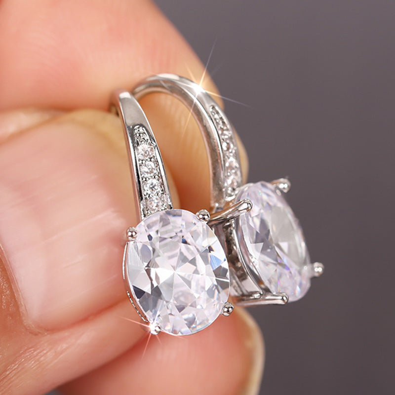 Comfortable Shi Fashion Elegant Zircon Female Earrings - E818 White MegaBDM