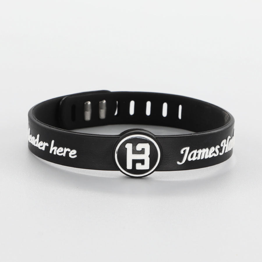 Basketball Adjustable Silicone Rubber Owen Harden Curry James Fans Sports Bracelet - Basketable Nets Harden Buckle Black MegaBDM
