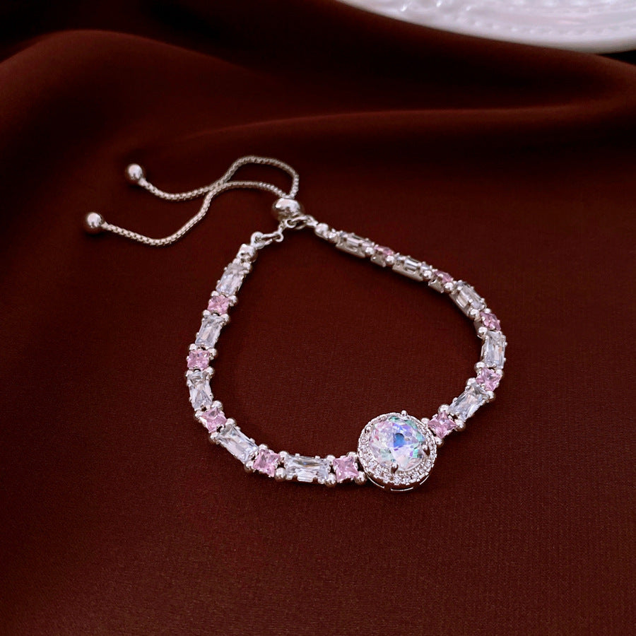 Zircon Twist Twisted Adjustable Simple Fashion Temperament Personalized Bracelet - 31# Bracelet-Silver-Pink-AB Color MegaBDM