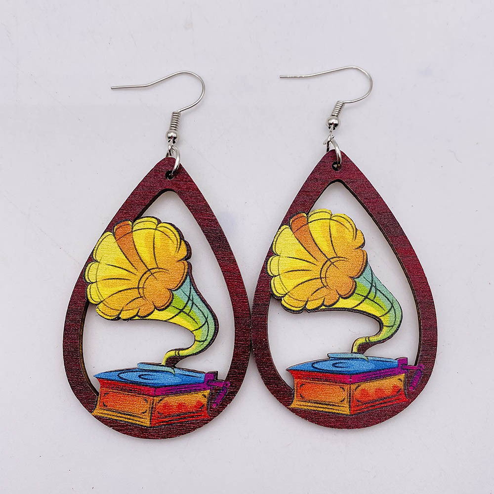 Hollow Out Guitar Wooden Fashion Musical Instrument Earrings - JE0800D MegaBDM
