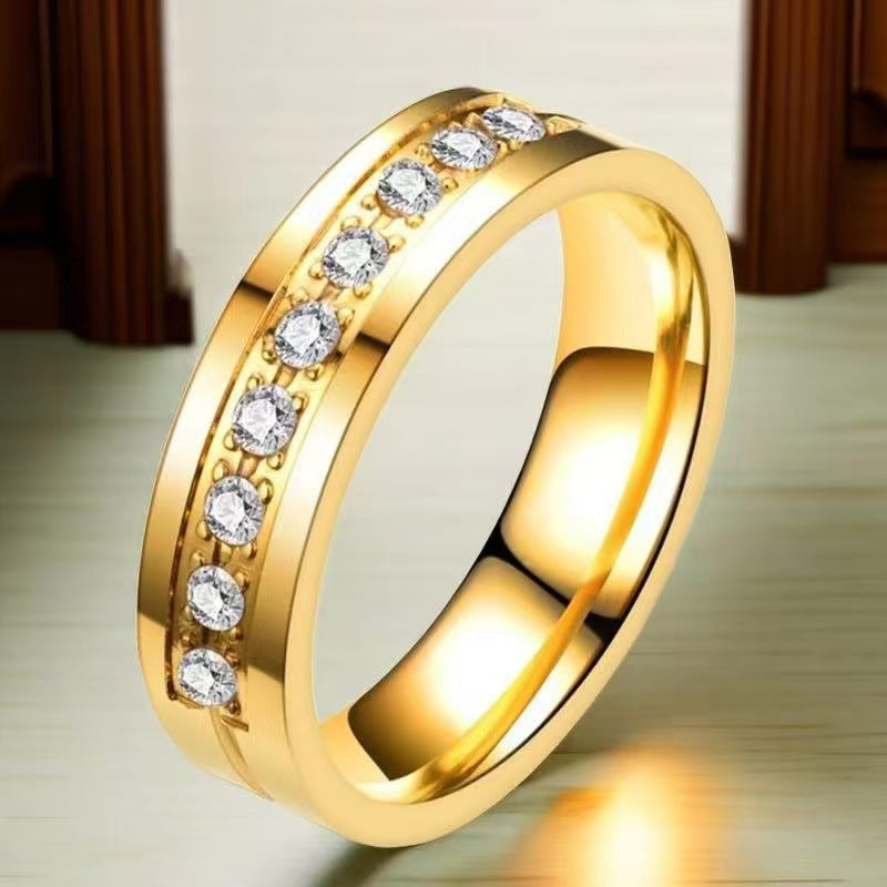Stainless Steel Starry With Diamonds Diamond Ring - 7-a-2 Gold Women's Diamond / No. 5 MegaBDM