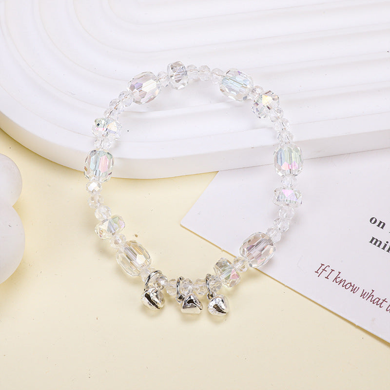 Glass Korean Style White Chalcedony Fresh Girlfriend Gifts Bracelets - Bell Pendant MegaBDM