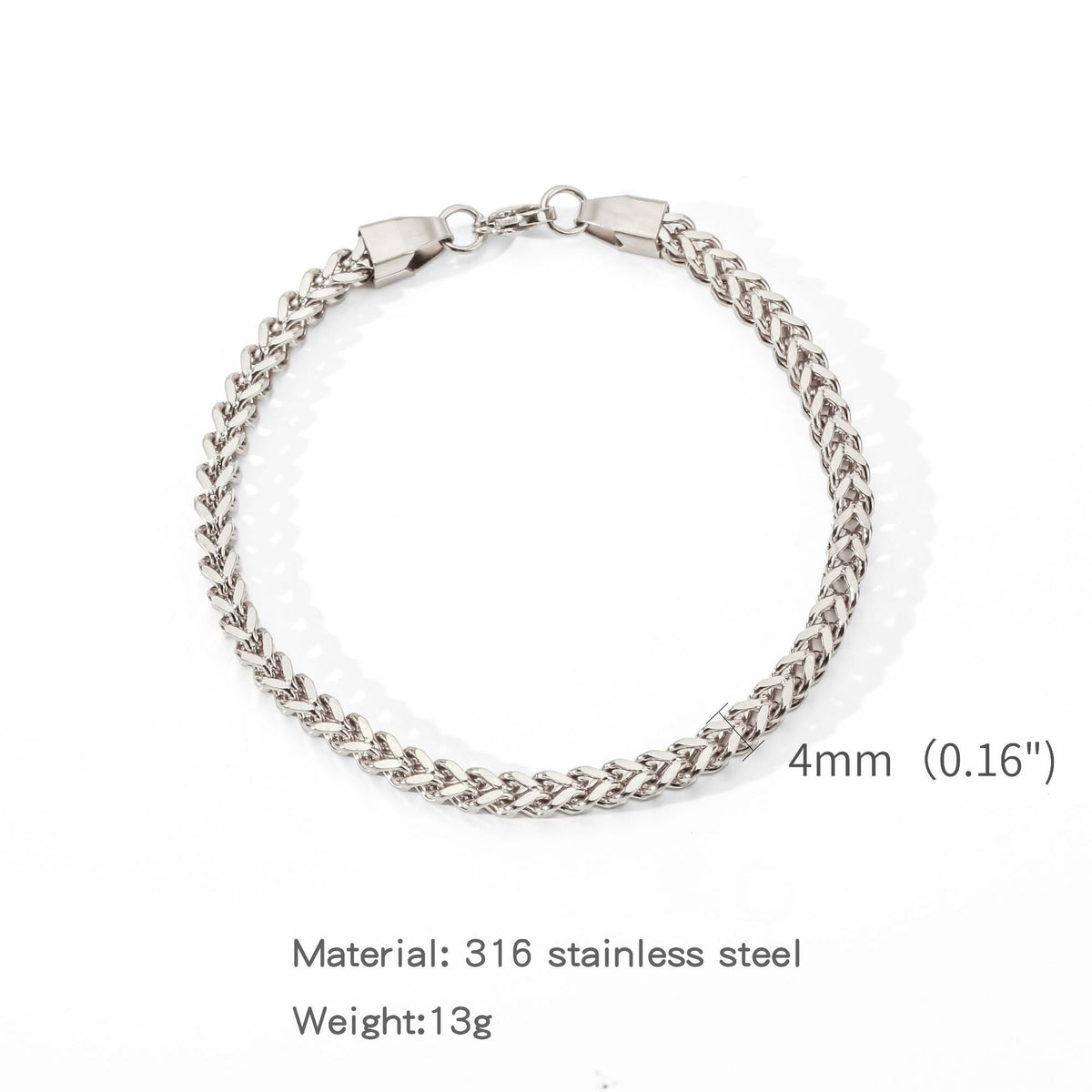 Fashion Thick Straps Titanium Steel Four-sided Geometric Positive Negative Bracelet - Steel Color 4mm / 18cm MegaBDM