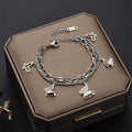 Women's Commuter Titanium Steel Light Luxury Couple Bracelets - S080-Double Butterfly Bracelet-Steel Color MegaBDM