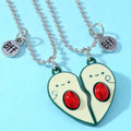 Love Magnetic Good Friend Heart-shaped Three-piece Necklace - Avocado Necklace (White K) MegaBDM