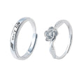 Rose Prince Couple Mobius Diamond Adjustable Rings - Rose and Prince White Gold Color One Pair of Lovers / Adjustable Opening MegaBDM