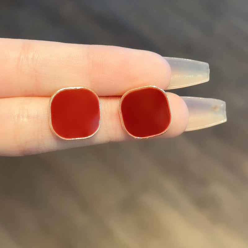 Women's Retro Style Red Fashionable Elegant High-grade Light Earrings - No. 5 C7017 MegaBDM